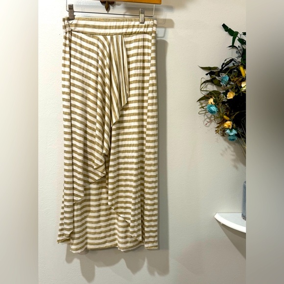 Julie's Closet Cream/ Beige Bohemian Midi Wrap Skirt with Ruffled Asymmetrical - Picture 1 of 10